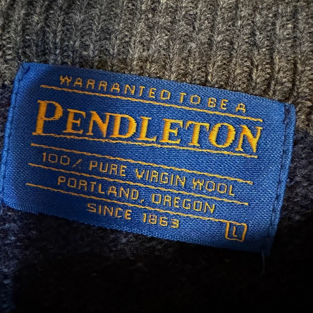 Pendleton Mens Pure Virgin Wool Geometric Diamond Colorblock Crewneck Sweater L